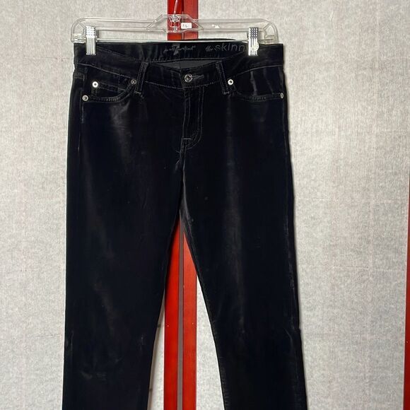 7 For All Mankind REVOLVE Black Velvet “The Skinny” Pants (Size: 27) - Picture 12 of 16